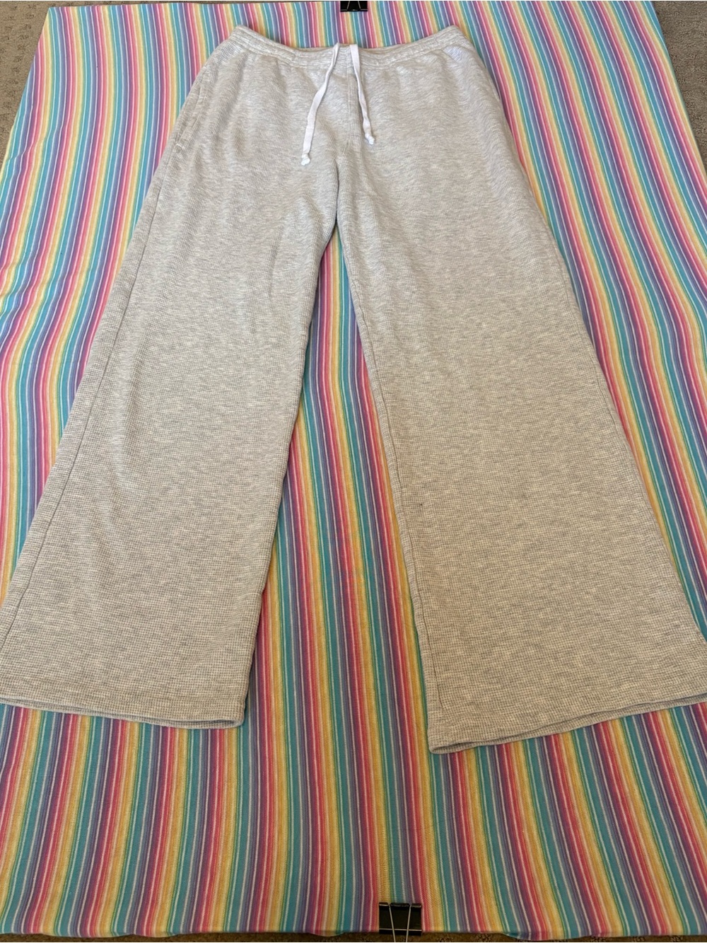 Comfy Brandy Melville Heather Light Grey Wide Leg Drawstring Sweatpants